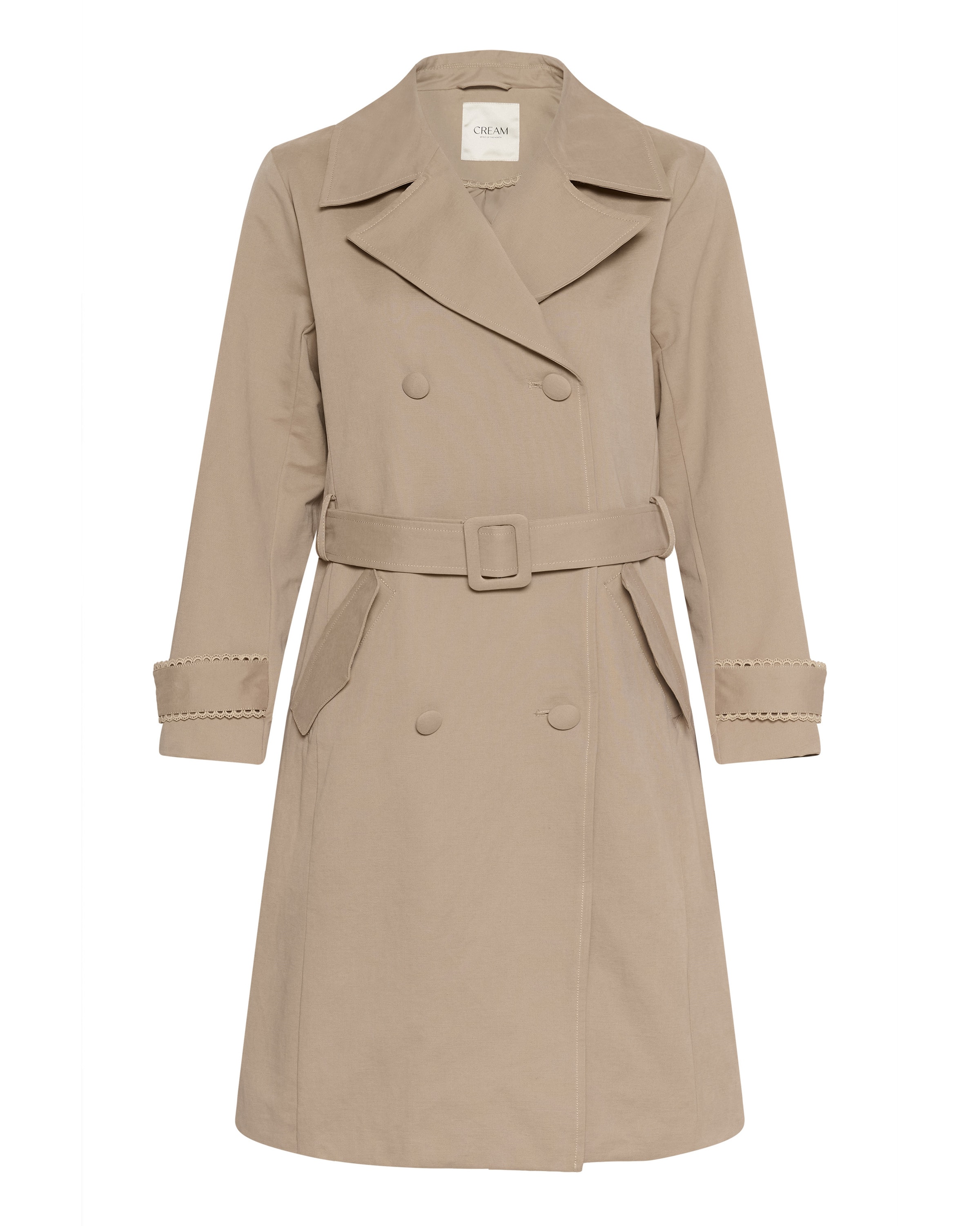 Manteau mi-saison Cream en beige : devant