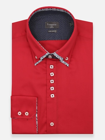 Camicia 'Marco Polo Iconic Satin Man Shirt White' di 7Camicie in rosso: frontale