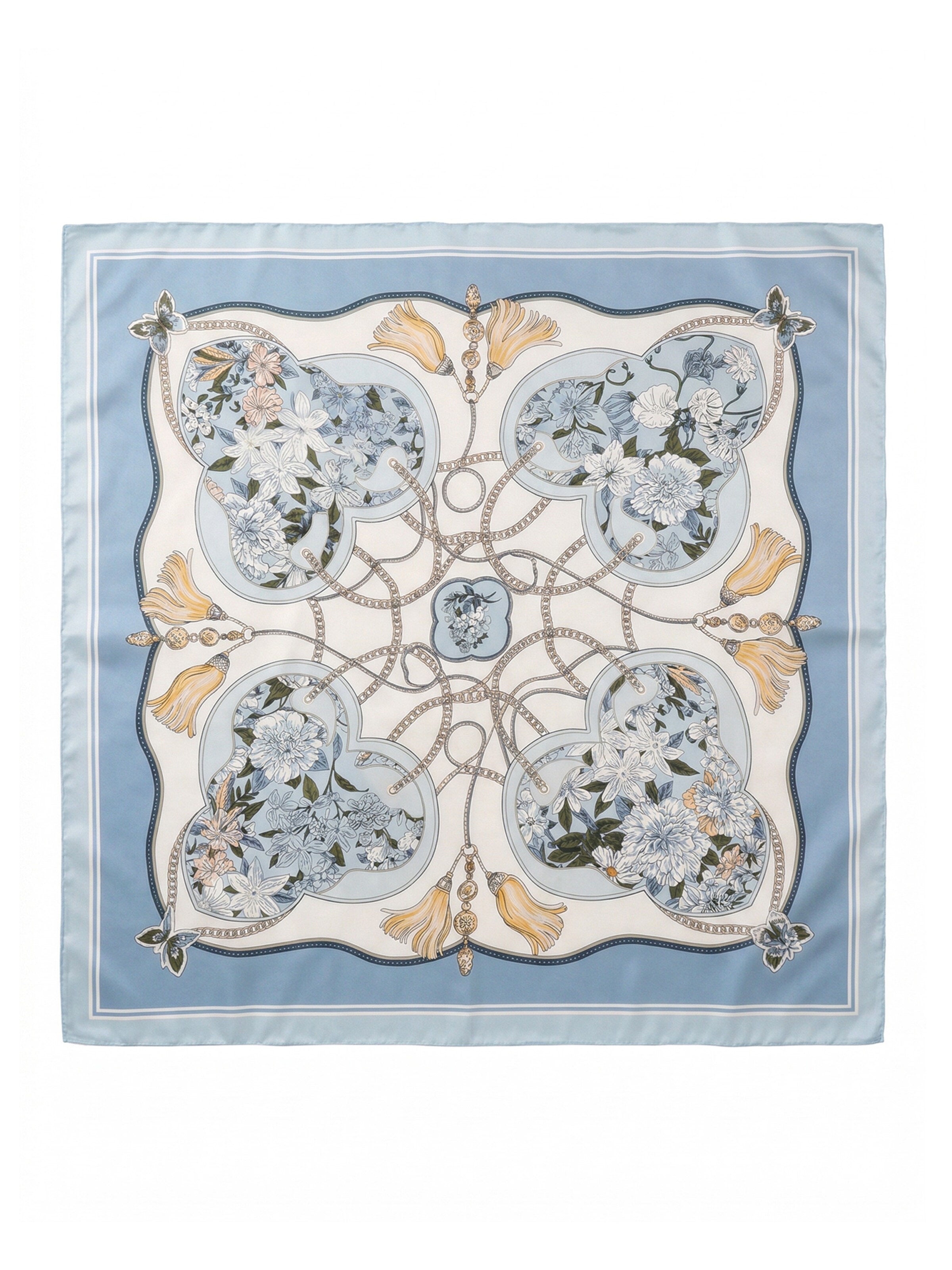 Vivi Idee Scarf 'Blütenornament 88cm' in Blue: front