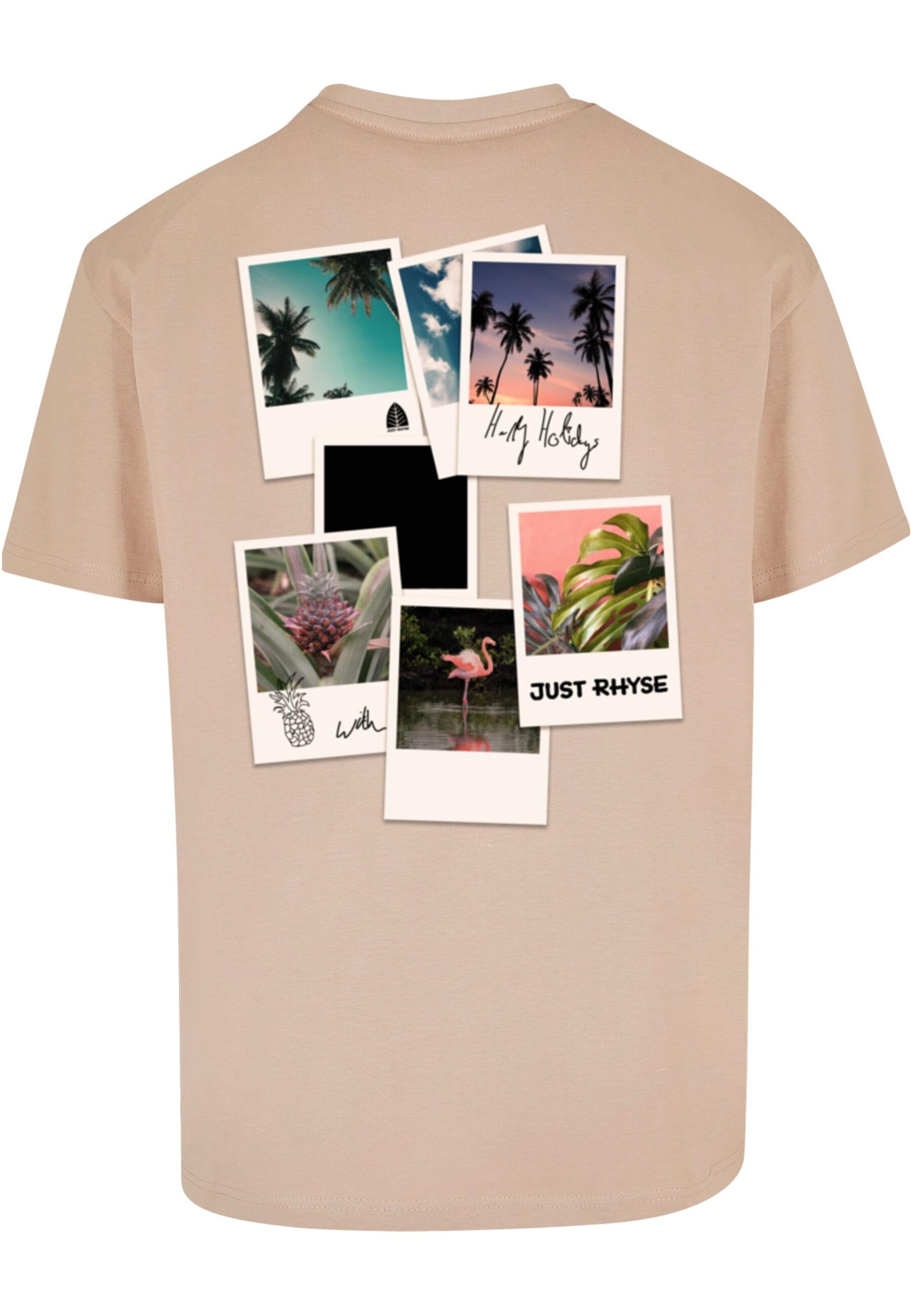 Just Rhyse Shirt 'Happy Holidays' in Beige