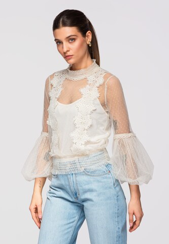 Ombre Bluse in Weiß: Vorderseite