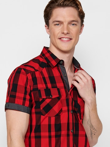 KOROSHI Slim fit Button Up Shirt in Red