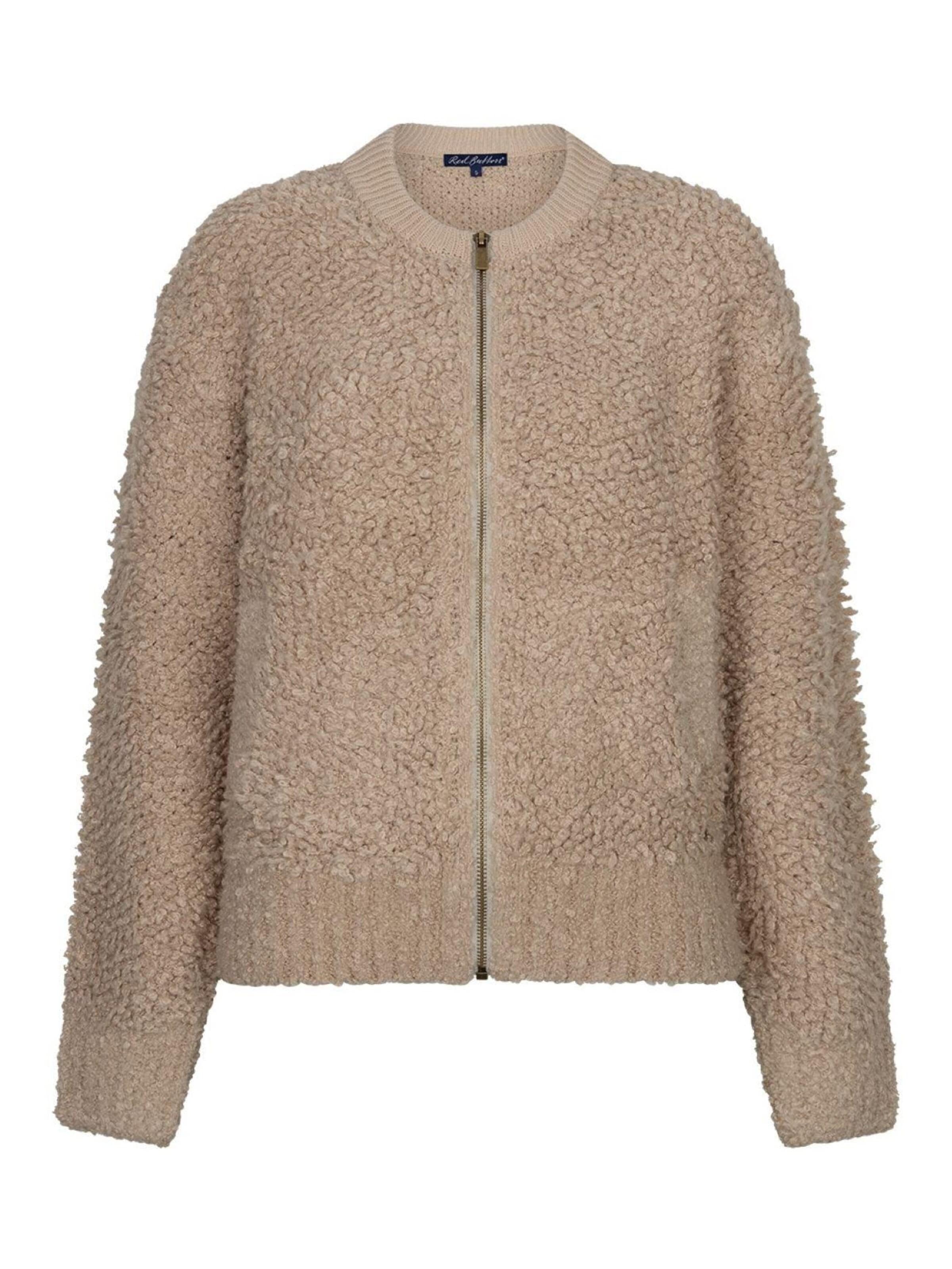 Red Button Knit cardigan 'RB Bomber knit boucle Latte' in Beige: front
