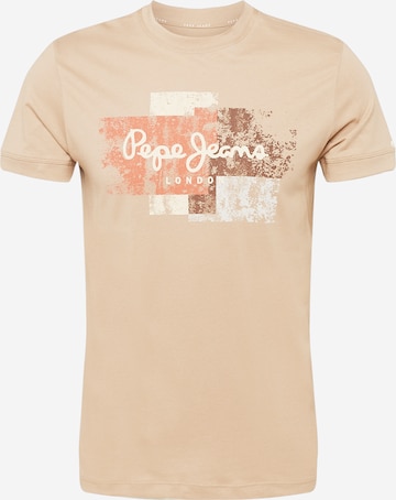 Pepe Jeans - Camisa 'SCOTTY' em bege: frente