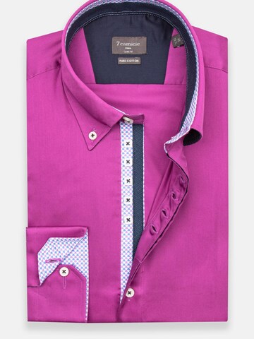 Slim fit Camicia business 'Roma Satin Man Shirt Green' di 7Camicie in lilla