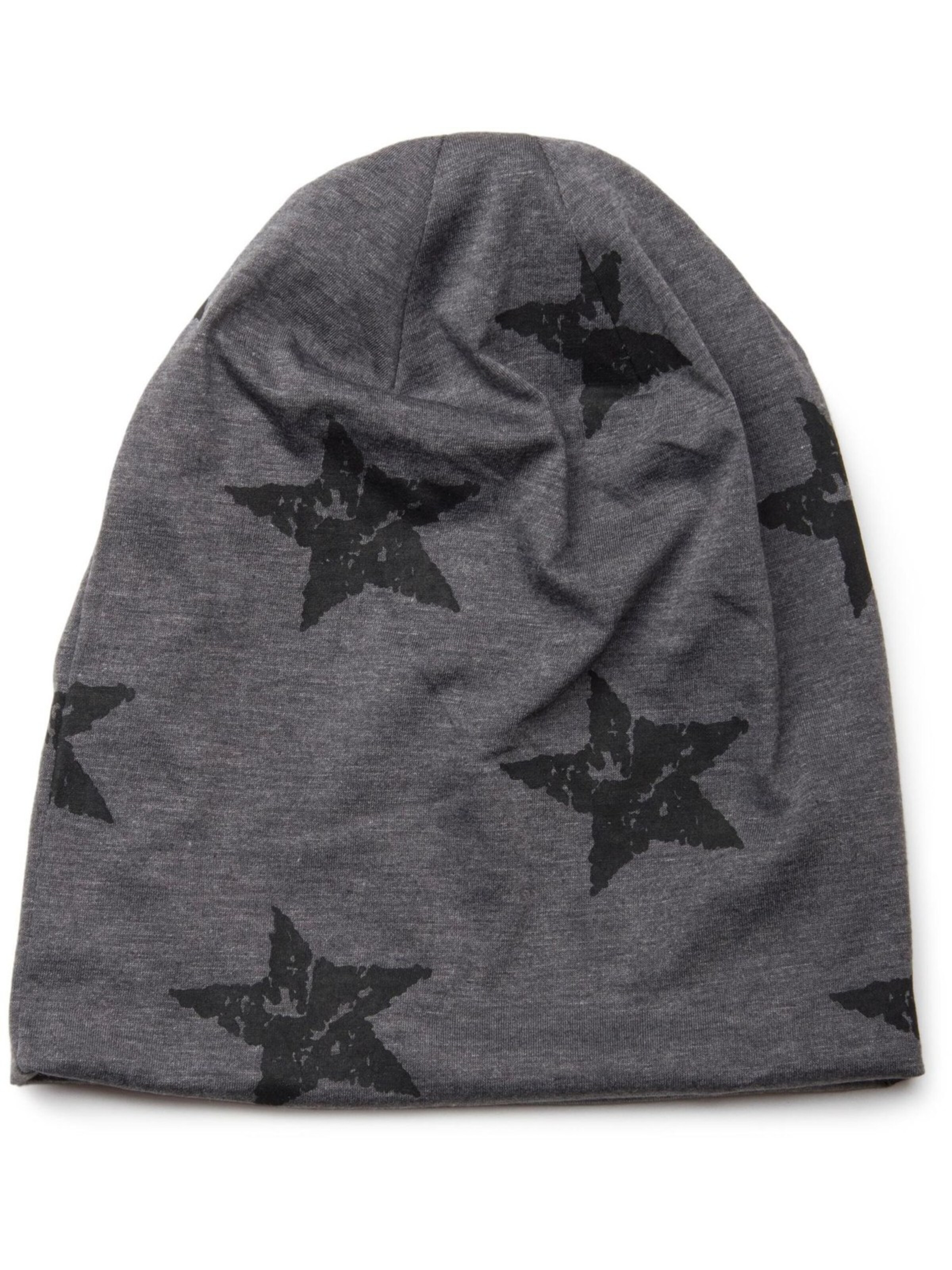 styleBREAKER Mütze 'Beanie mit Sterne Print im Destroyed Look'‌‌‌‌‌‌‌‌ in Grau
