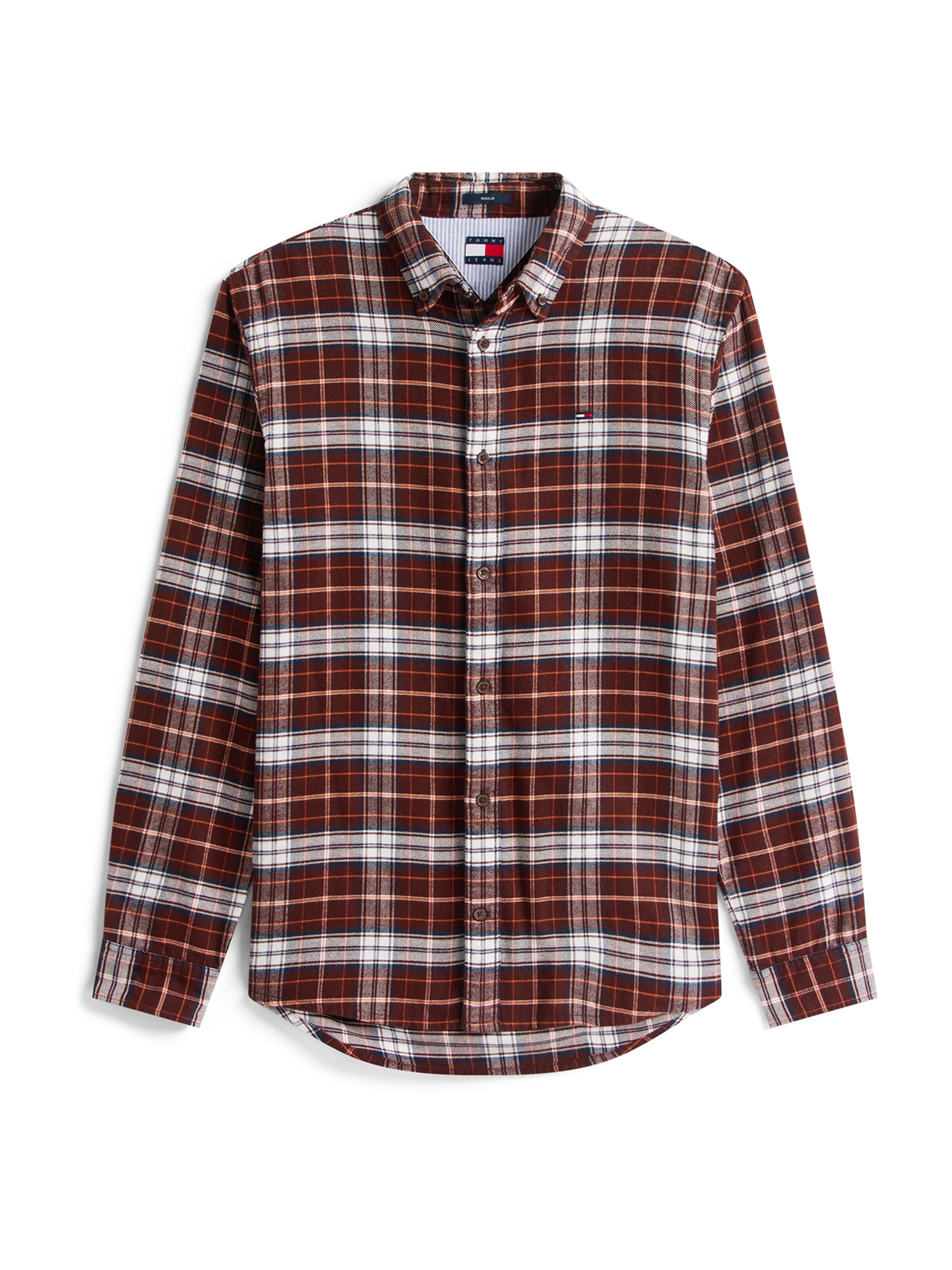 Tommy Jeans Πουκάμισο σε καφέ: μπροστά