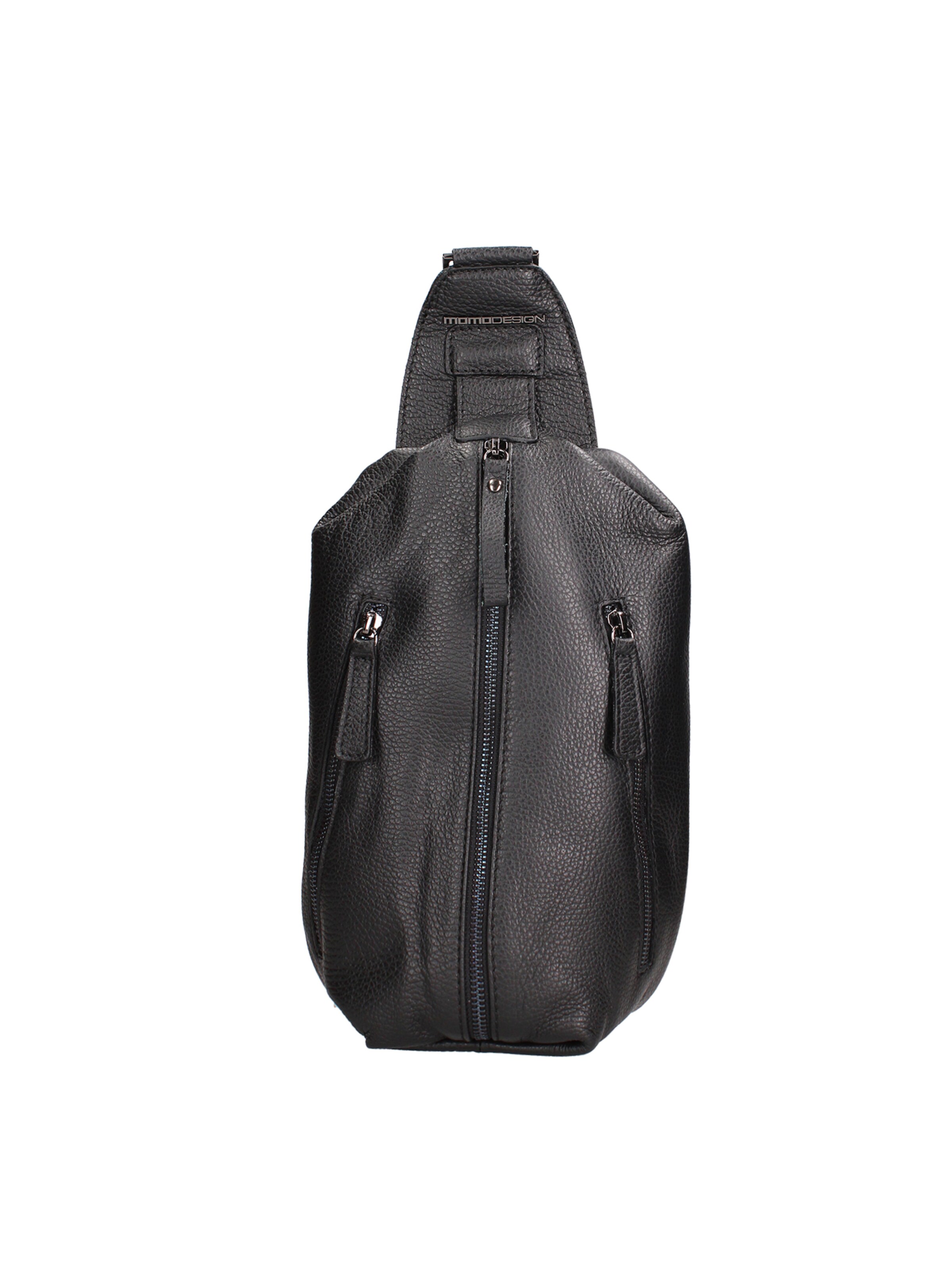 Borsa a tracolla 'Borsa a Tracolla Uomo Vera Pelle con Zip - Made in Italy' di Momo Design in nero: frontale