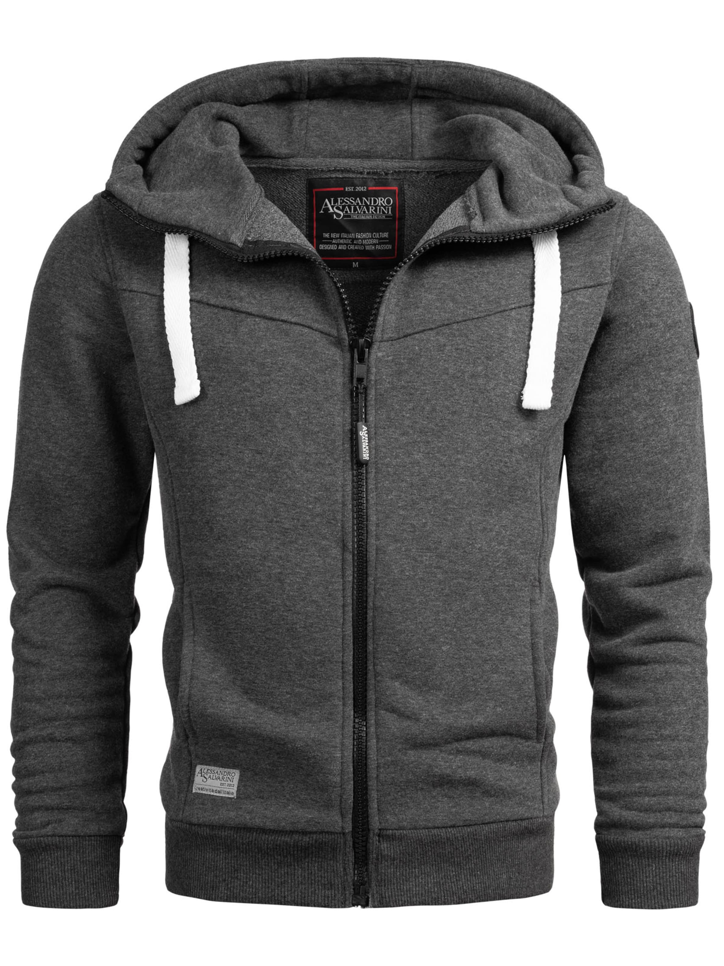 Alessandro Salvarini Zip-Up Hoodie 'Meroiia' in Grey