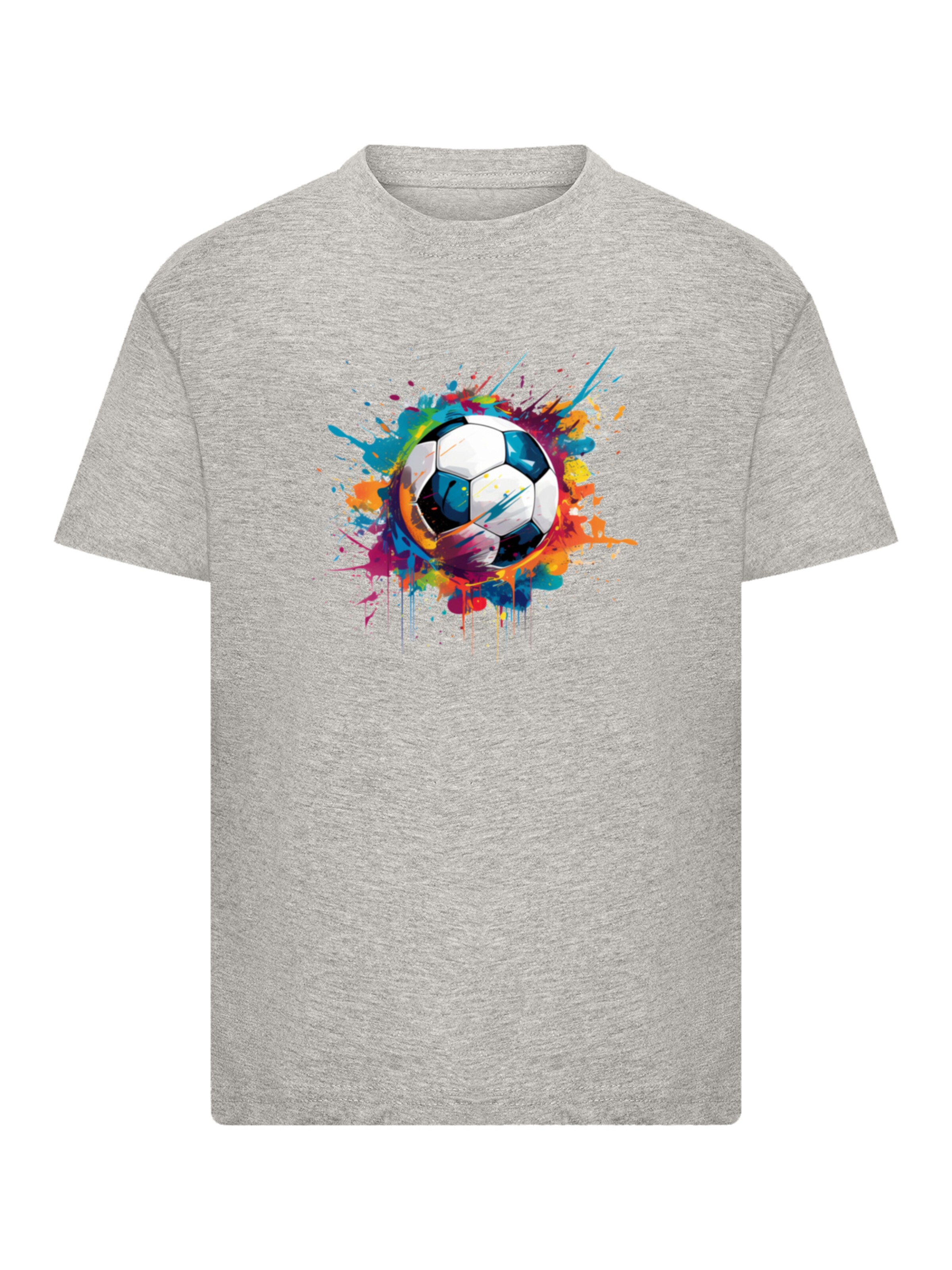 T-Shirt 'Bunte Fußball' F4NT4STIC en gris : devant