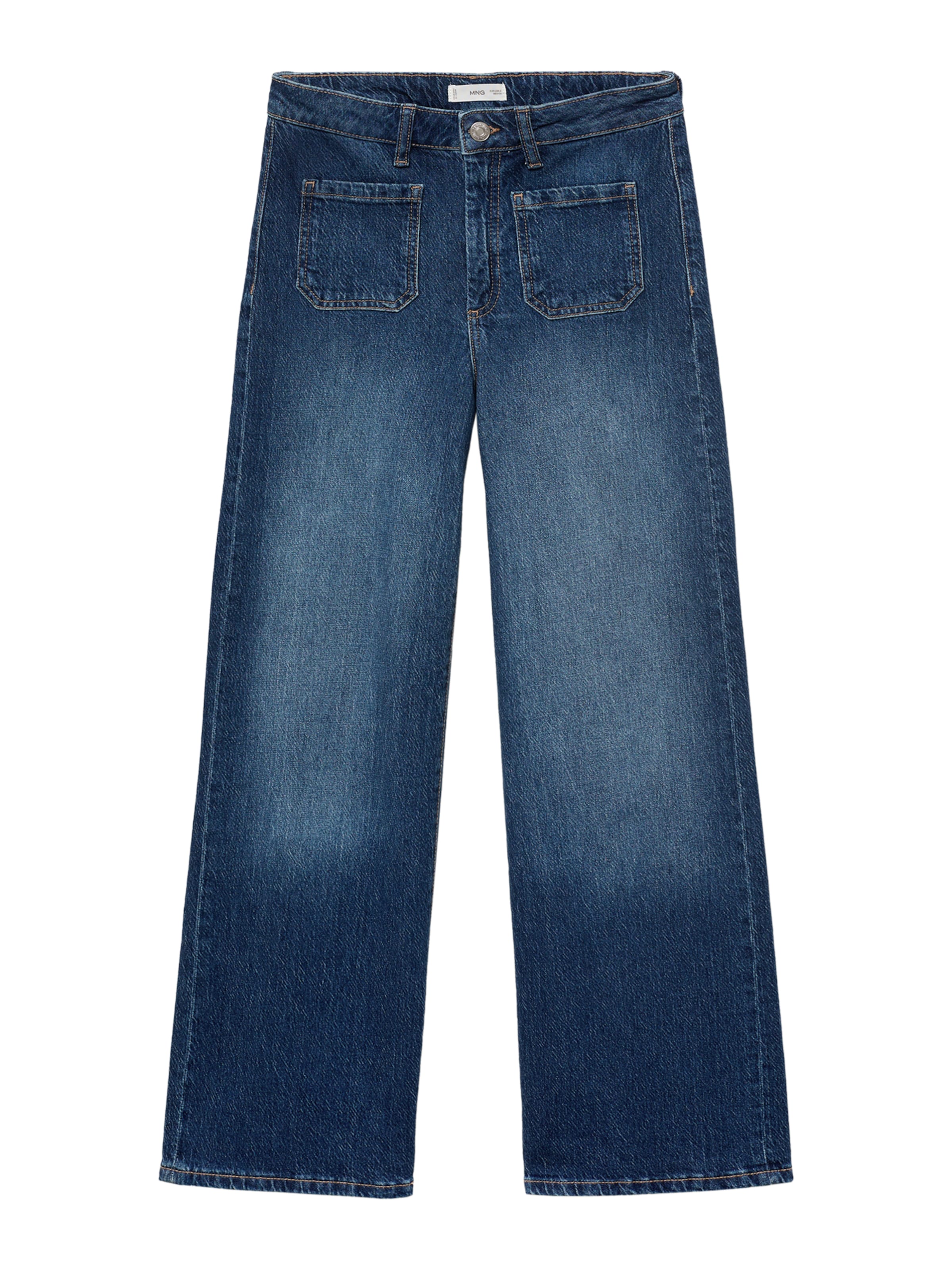 MANGO TEEN Široký strih Džínsy - Modrá: predná strana