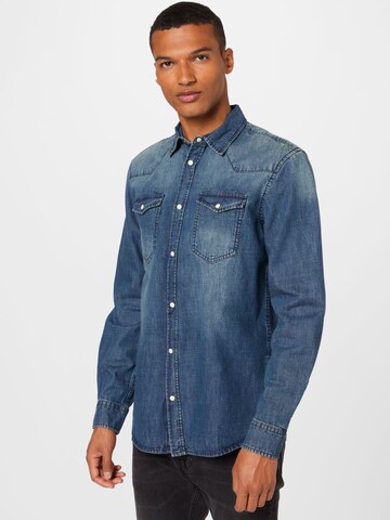 Coupe regular Chemise 'Jeremy' Redefined Rebel en bleu : devant