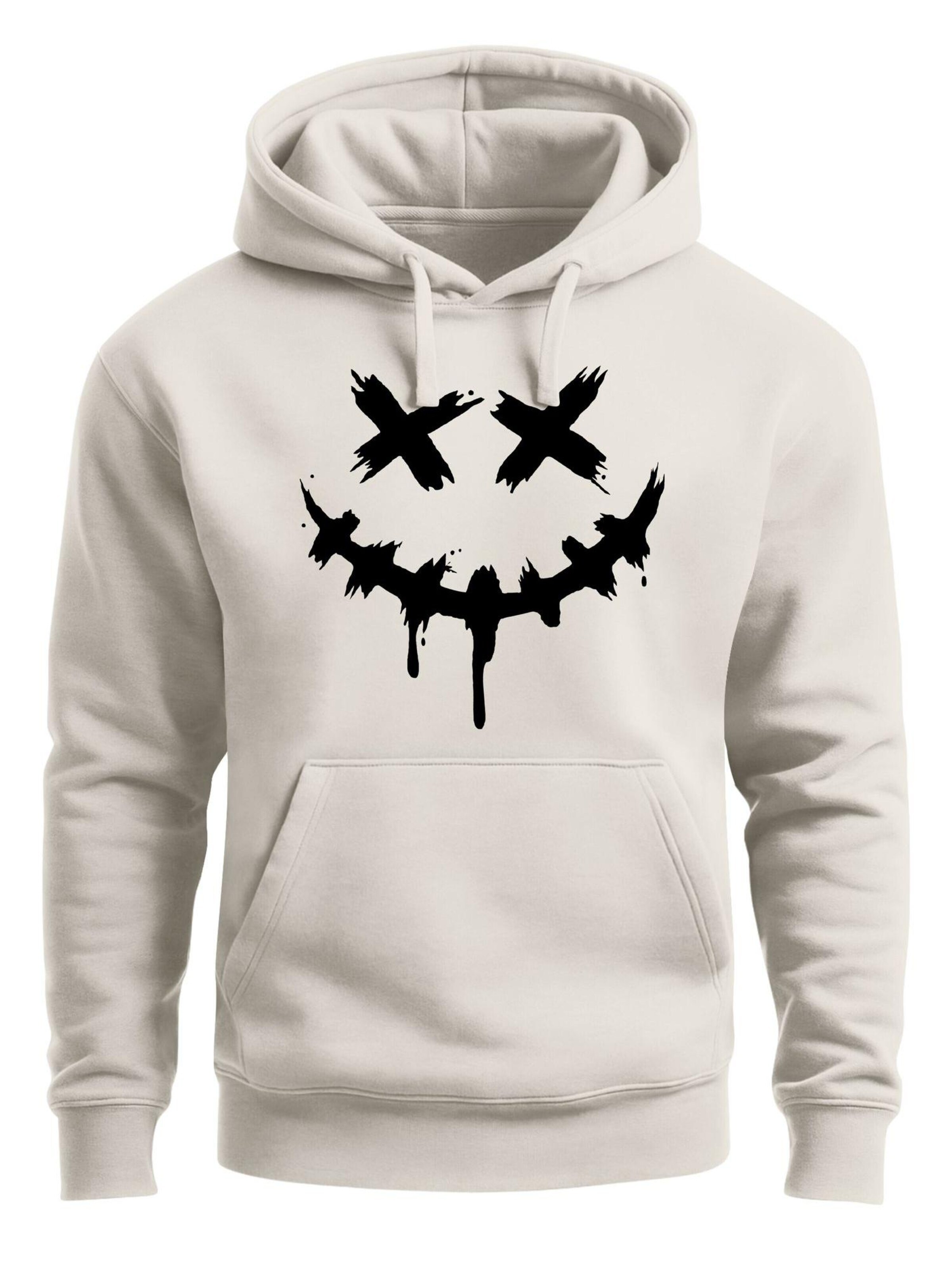 Neverless Sweatshirt 'Smile Face' in Beige: front