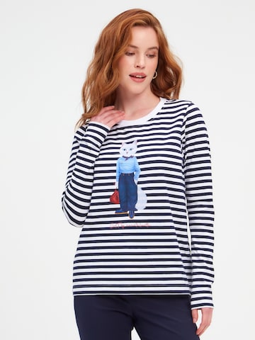 T-shirt CAT by Maniita Lacitta en bleu : devant