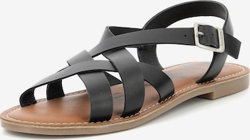 Kickers Strap Sandals in Black: front