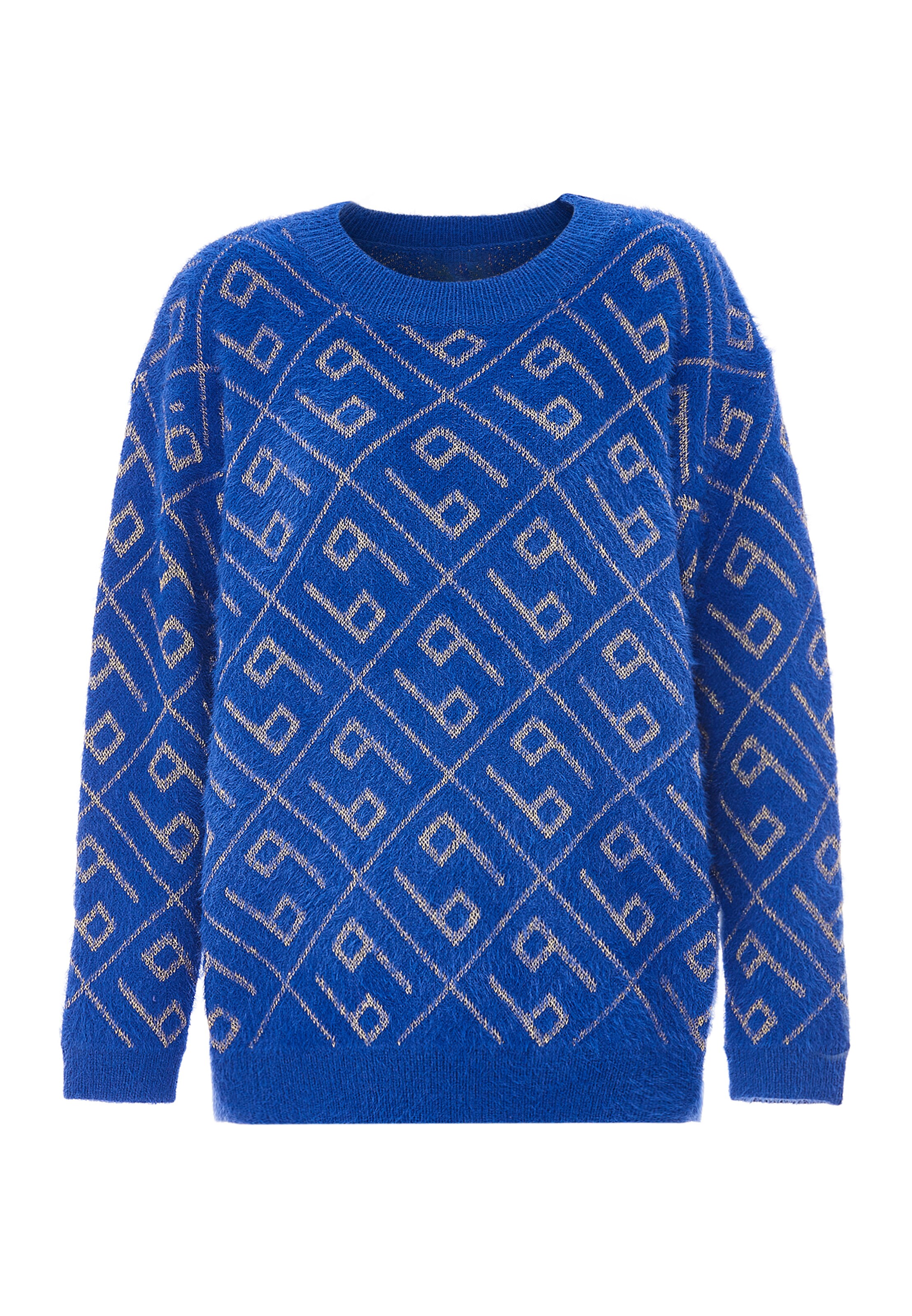 Pulover de la ebeeza pe albastru: față