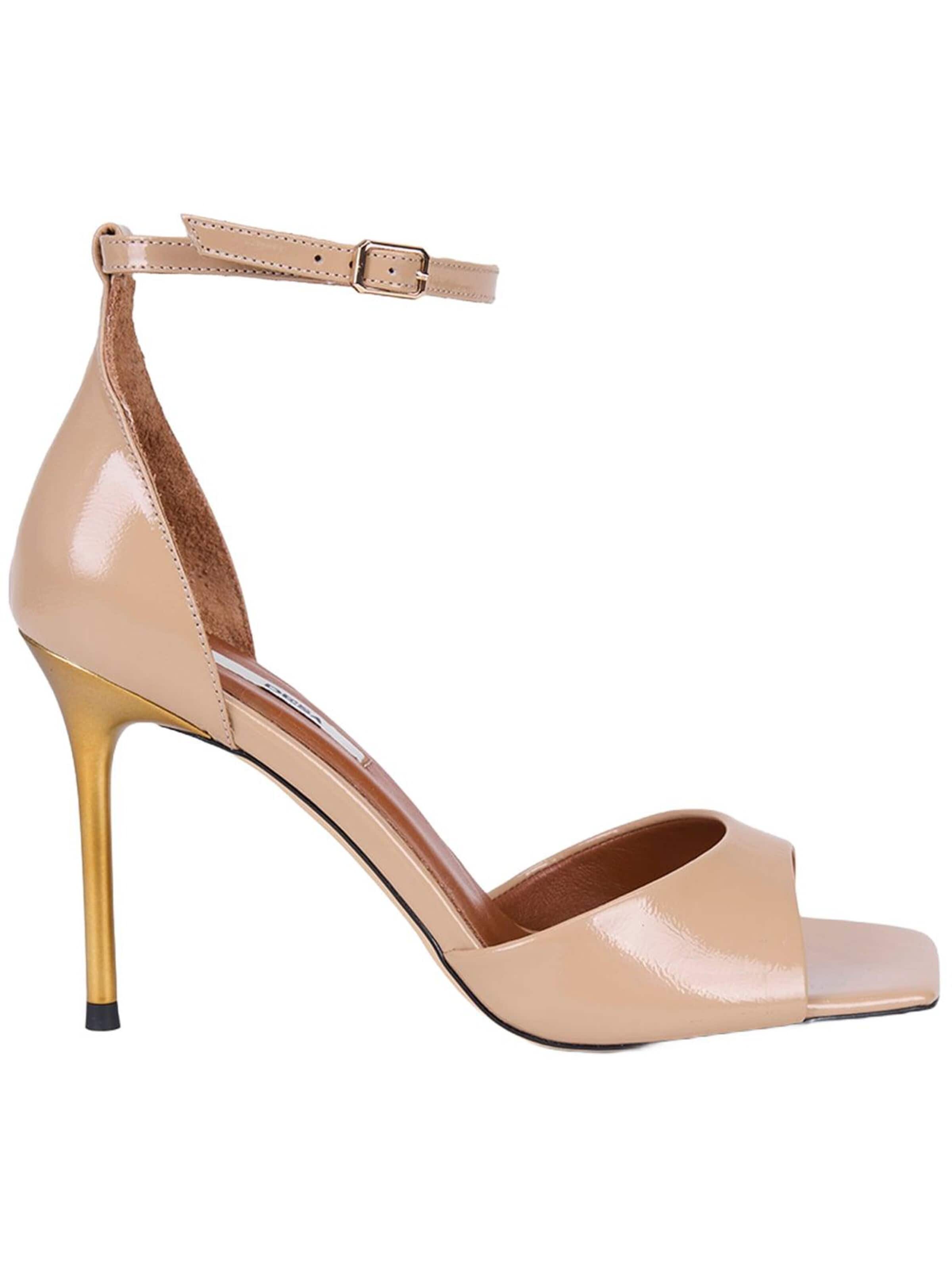 Desa Strap sandal 'DESA Damen-Abendsandalen aus Lackleder mit einem Riemen' in Beige