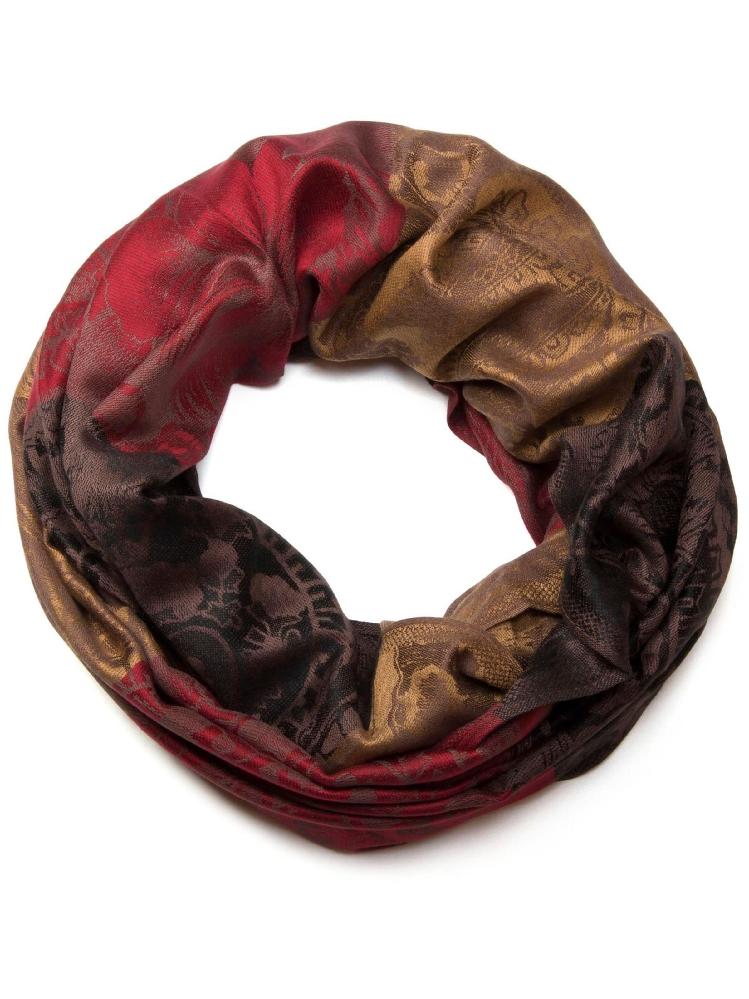 styleBREAKER Loop scarf 'Loop mit Hibiskus Blüten und Paisley Muster' in Brown: front