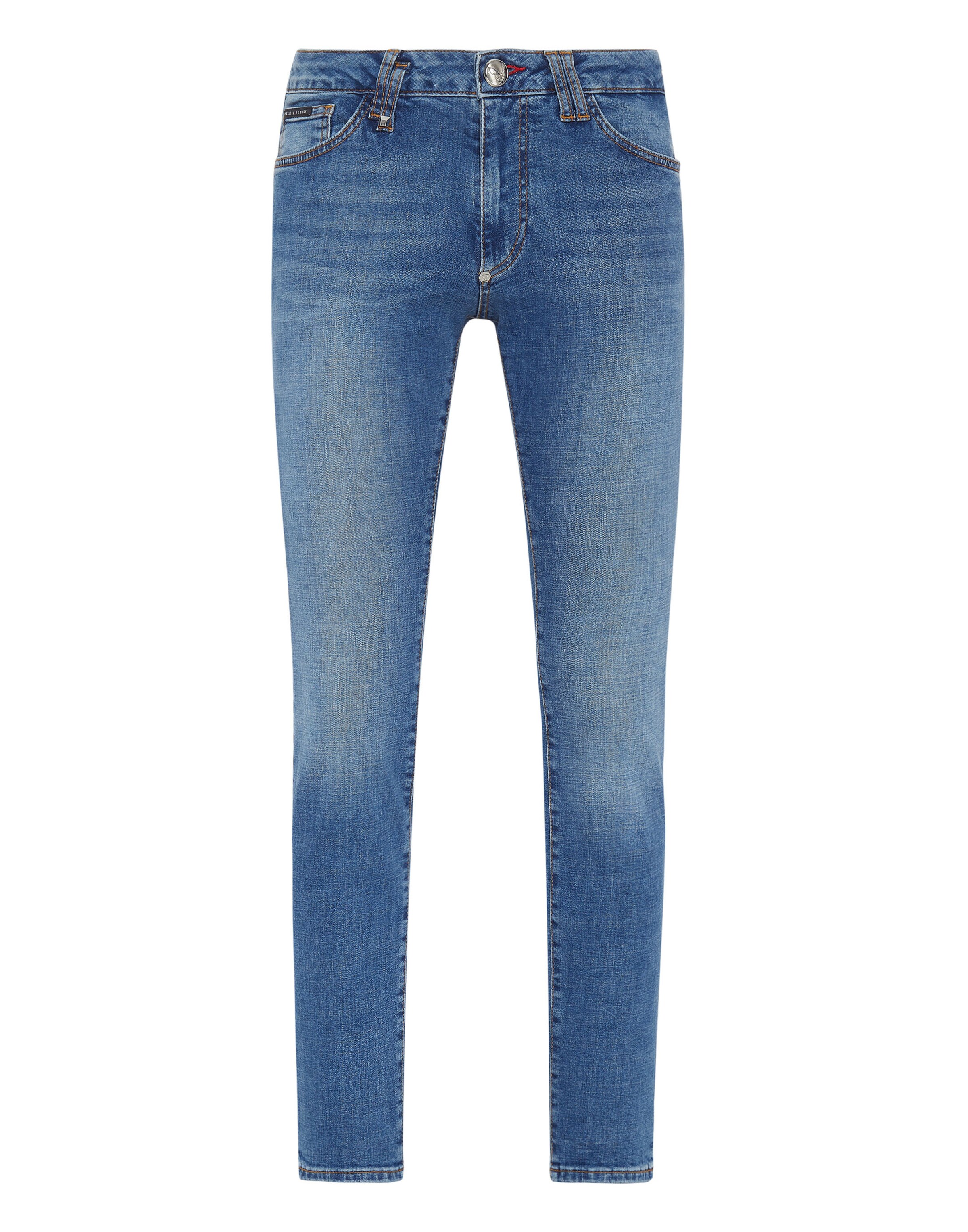 Philipp Plein - Slimfit Calças de ganga em azul: frente