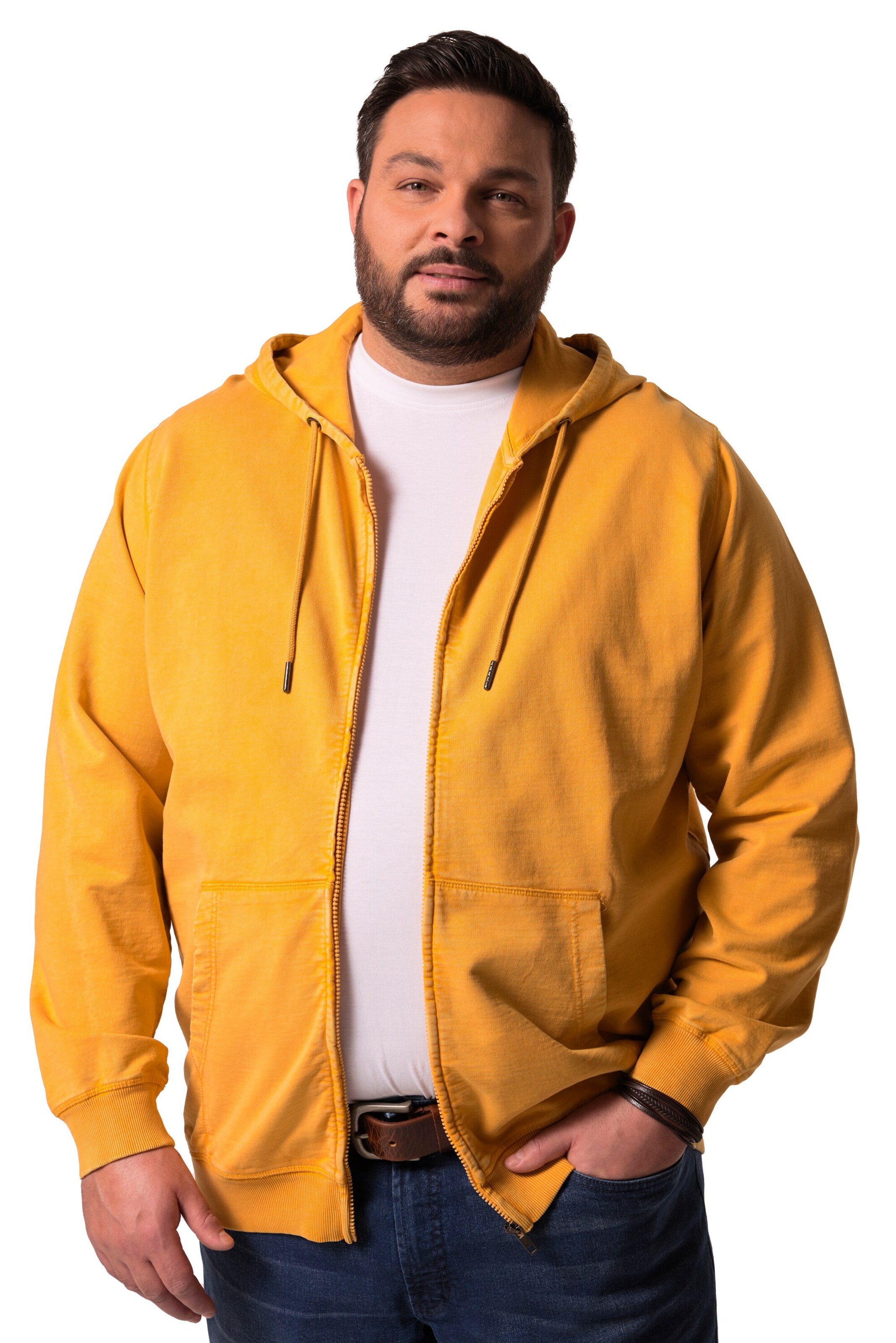 Men Plus Sweatvest in Oranje: voorkant