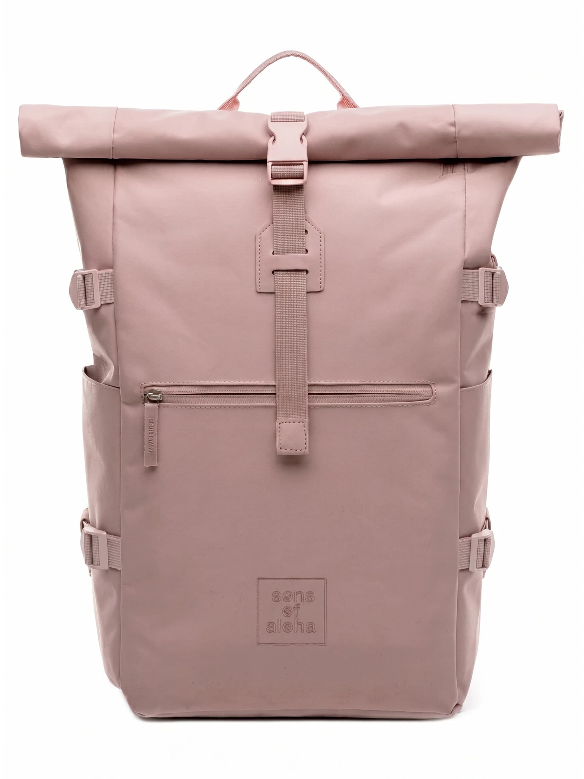 SONS OF ALOHA Backpack 'XL RollTop Rucksack KANE erweiterbar' in Pink: front