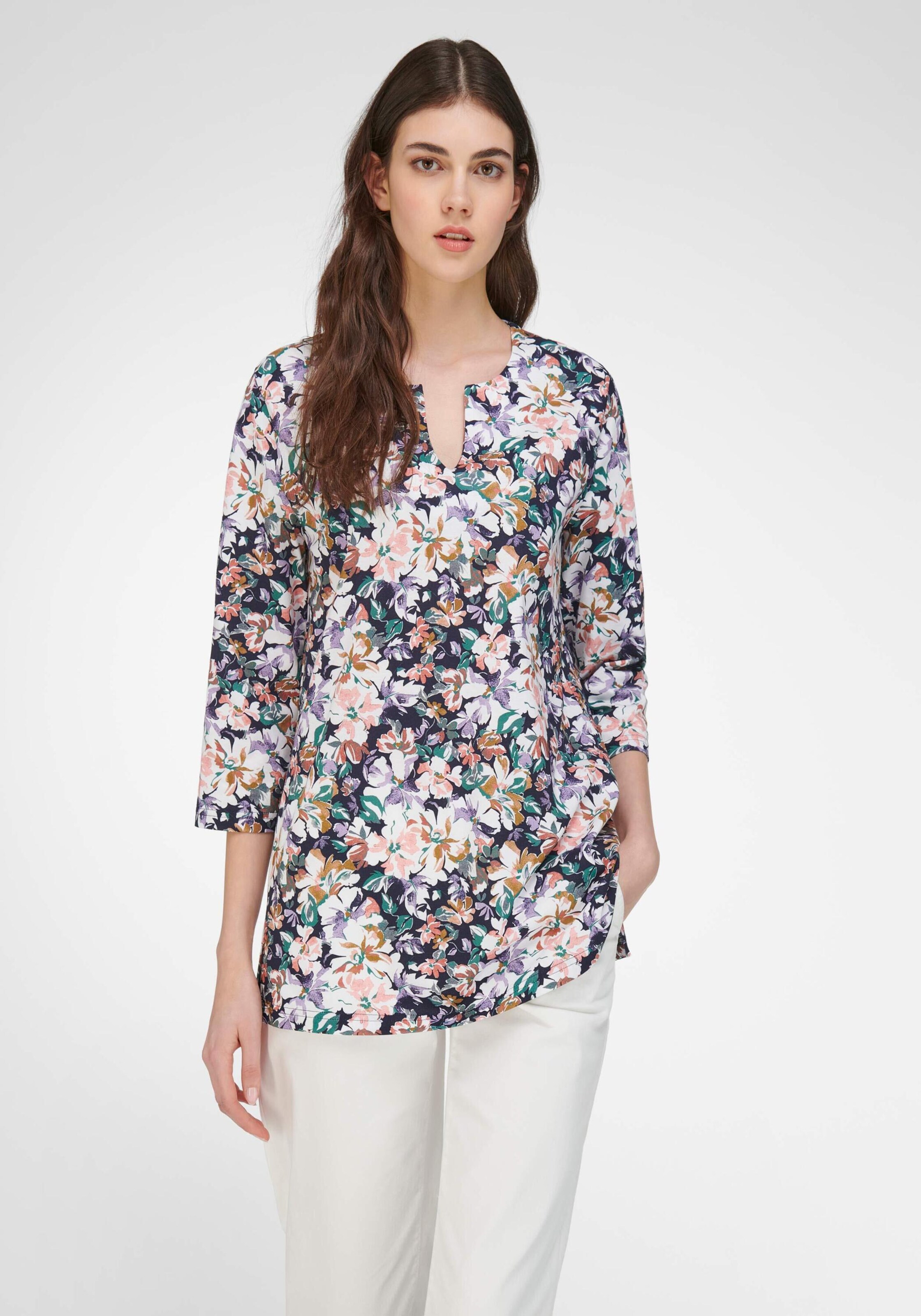 Frauen Große Größen Green Cotton Shirt in Marine - YV14467 Frauen Große Größen Green Cotton Shirt in Marine - YV14467