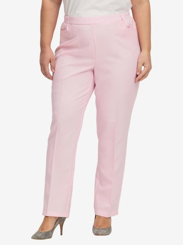 SHEEGO Regular Pleated Pants in Pink: front