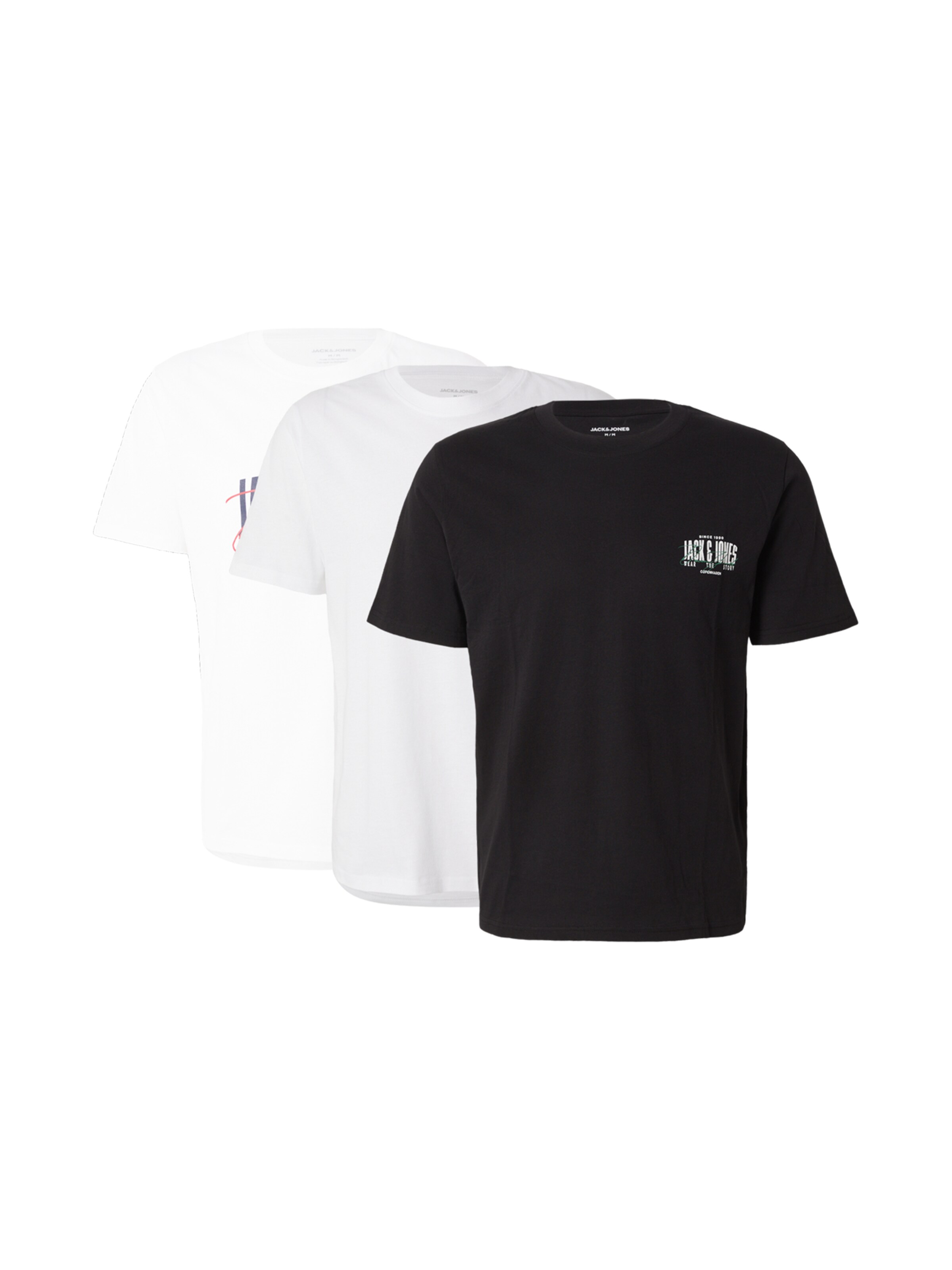 JACK & JONES Bluser & t-shirts 'JJAERO' i XS i lysegrå / sort / hvid, Produktvisning