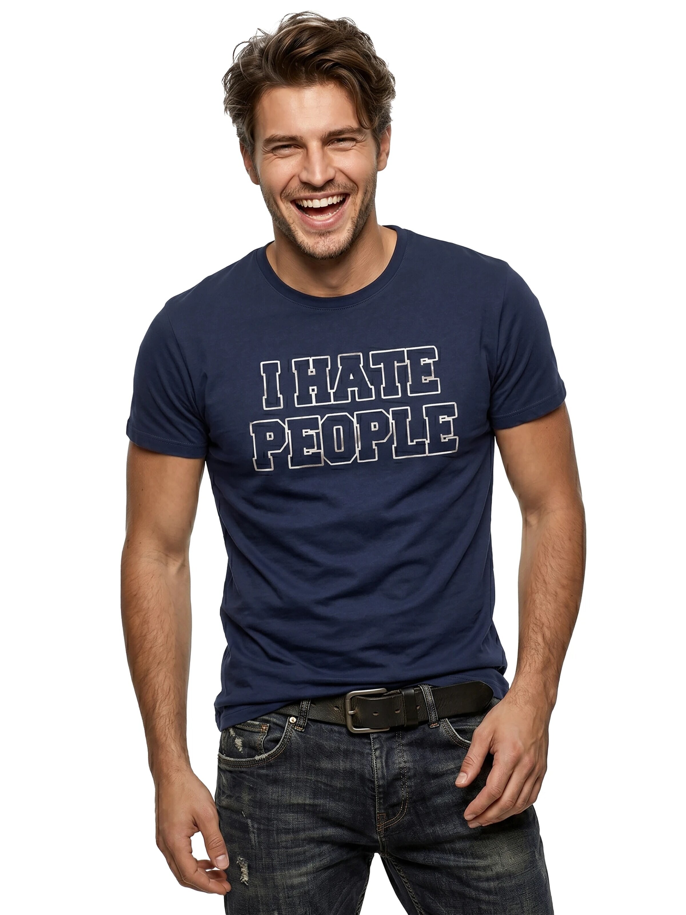 MAKAYA Shirt 'IHatePeople' in Blue