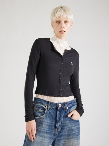 Abercrombie & Fitch Gebreid vest in Zwart: voorkant