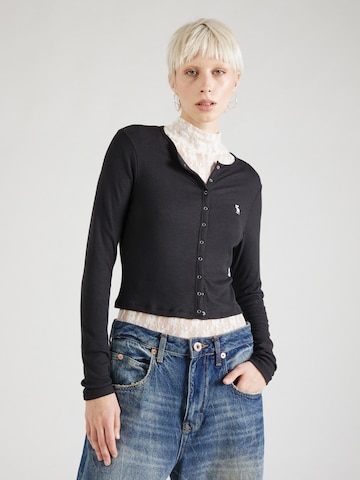 Abercrombie & Fitch Gebreid vest in Zwart: voorkant