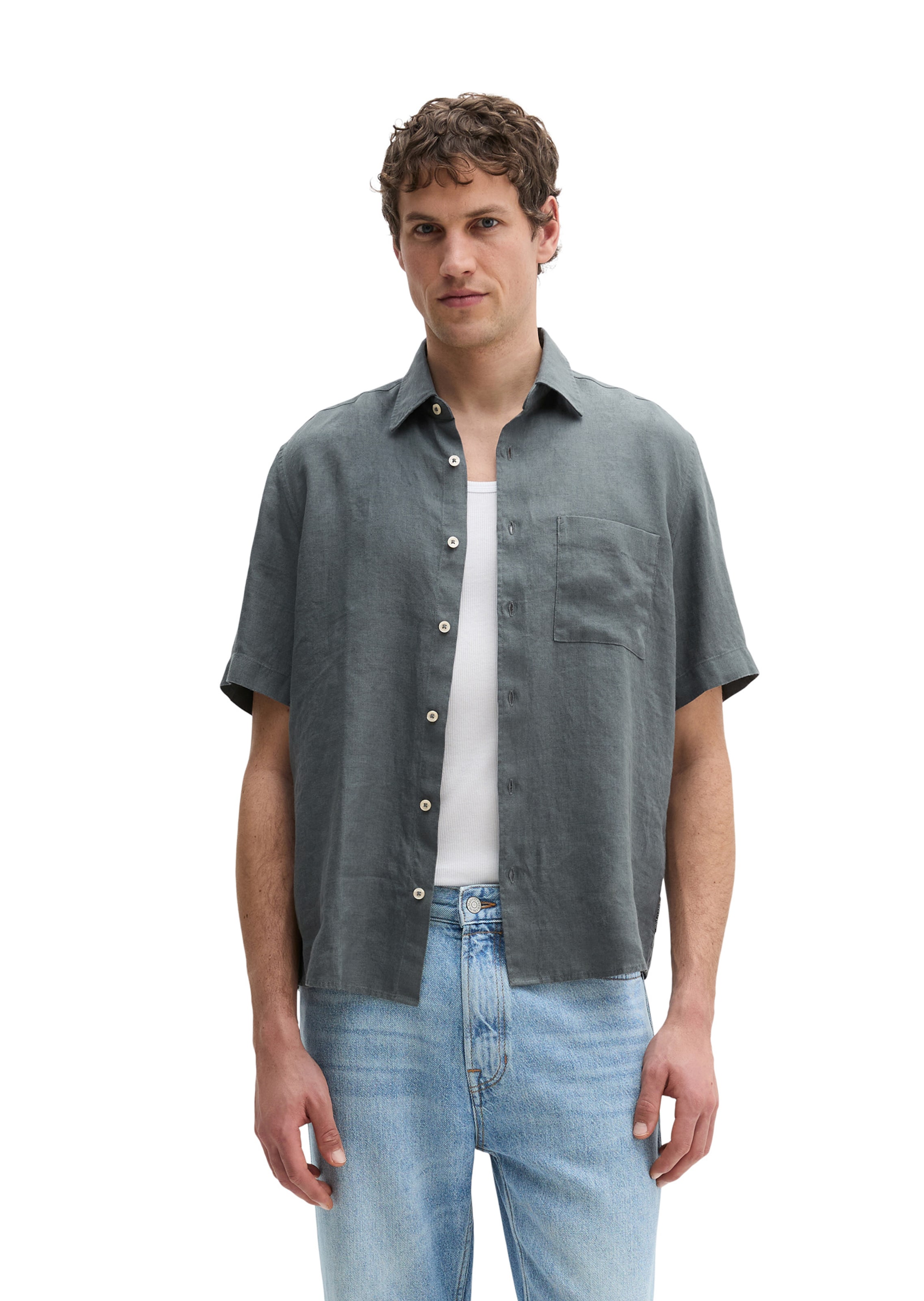 Marc O'Polo Regular Fit Hemd in Grau: Vorderseite