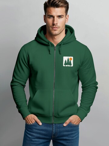 Neverless Zip-Up Hoodie 'Pine Trees' in Green