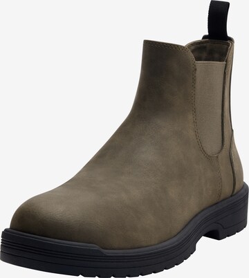 Pull&Bear Chelsea Boots in Green: front