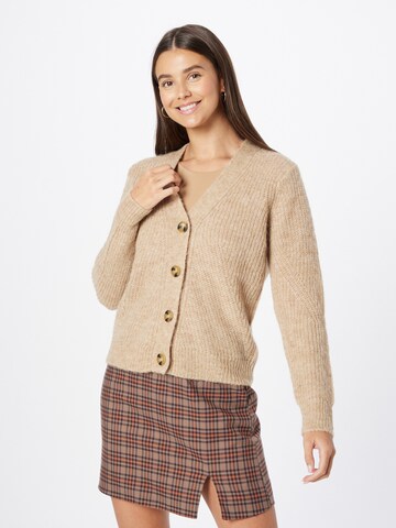 PULZ Jeans Knit Cardigan 'IRIS' in Brown: front