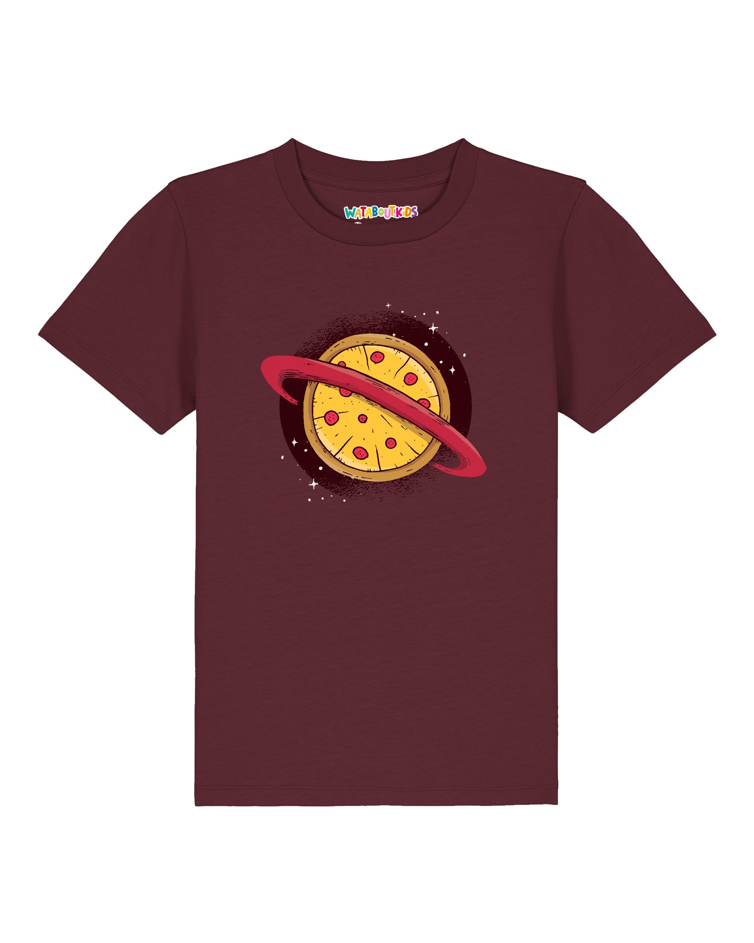 Maglietta 'Pizza Planet' di watabout.kids in rosso: frontale