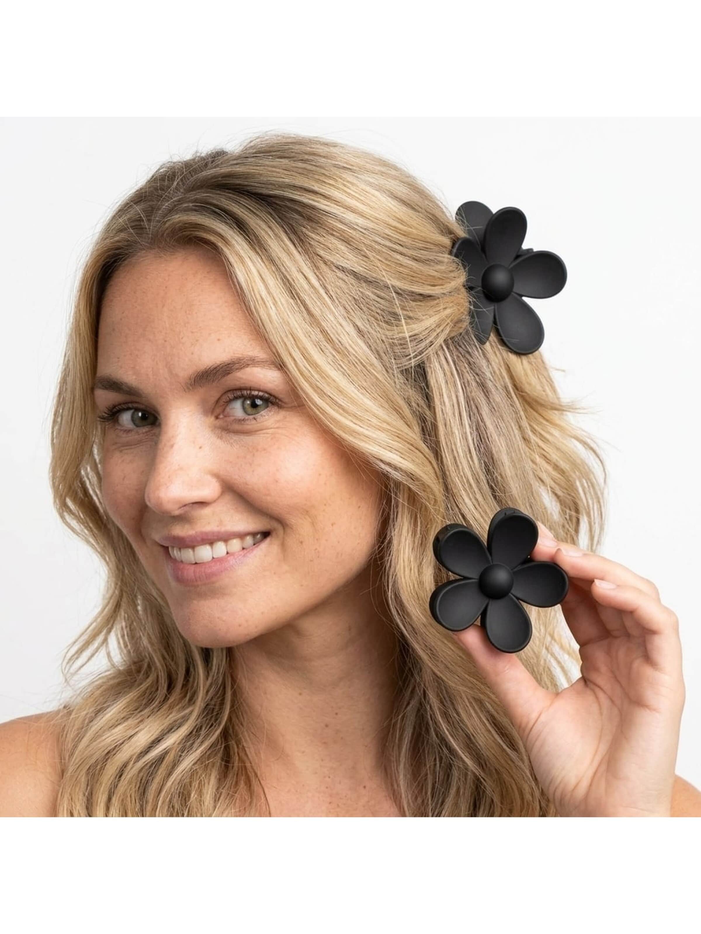 soho Hair accesoires Hair jewelry 'Bloom Hair Claw - Black' in Black