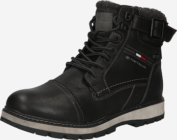 TOM TAILOR Lace-Up Boots in Black: front