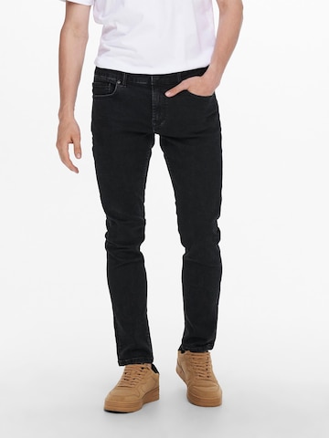 Slimfit Jeans 'LOOM' de la Only & Sons pe negru: față