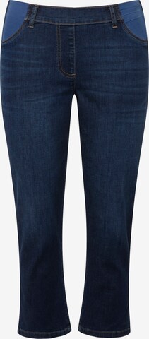 Ulla Popken Slimfit Jeans in Blauw: voorkant