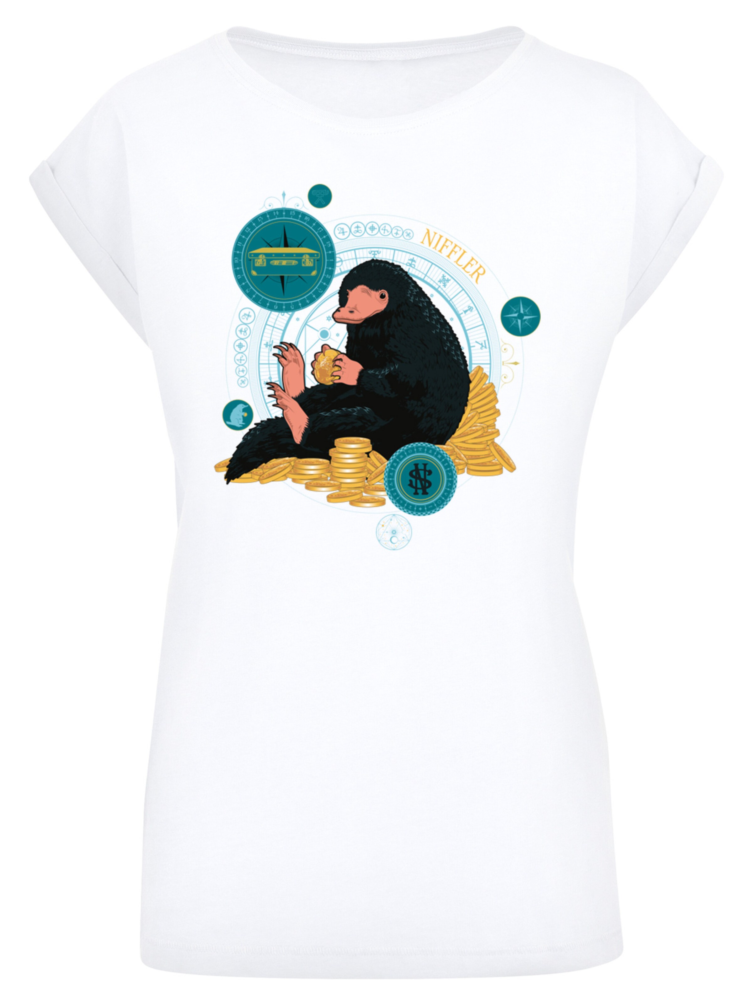 F4NT4STIC Shirt 'Phantastische Tierwesen Sitting Niffler' in White: front