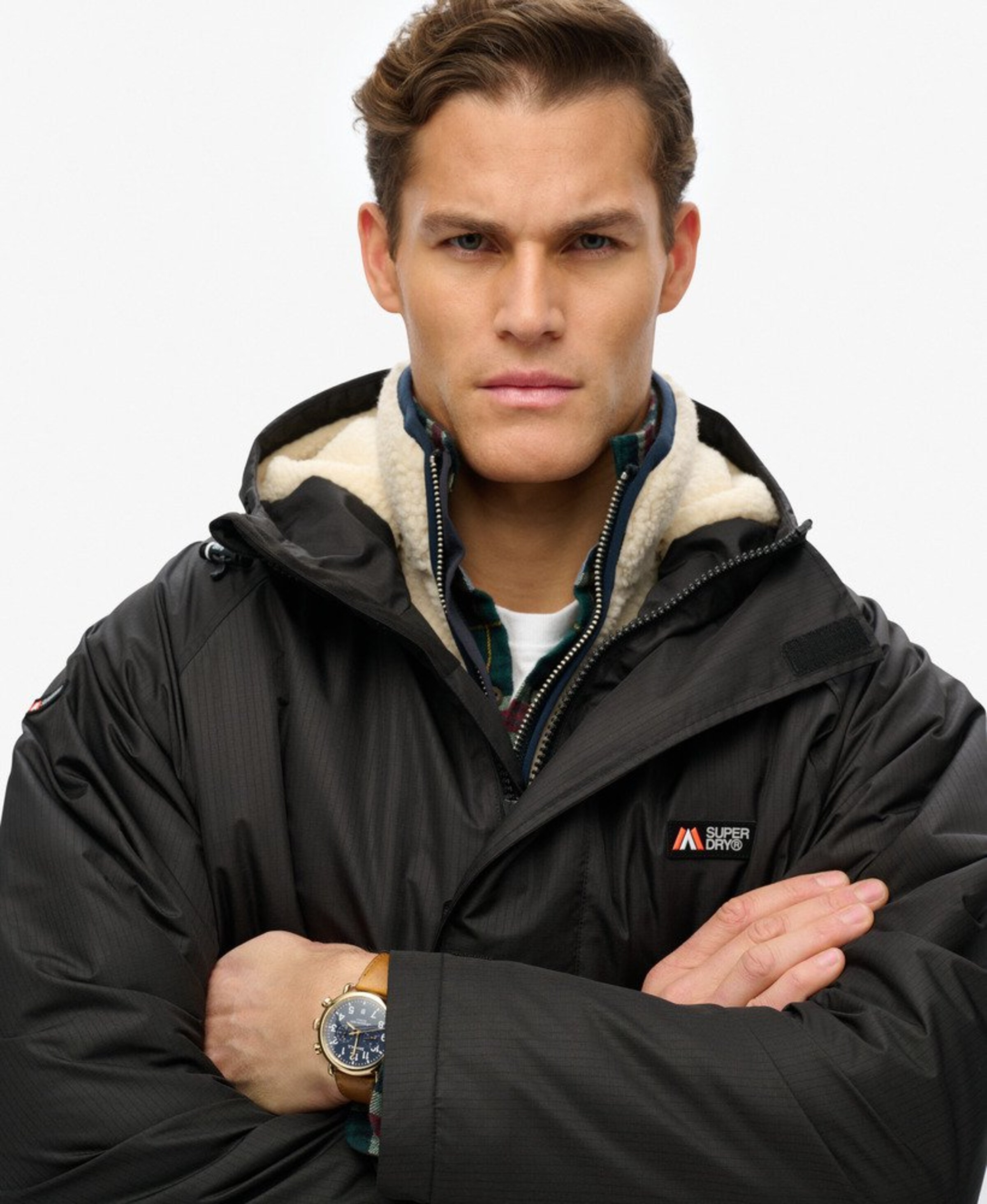 Manteau mi-saison 'Dry Robe' Superdry en noir