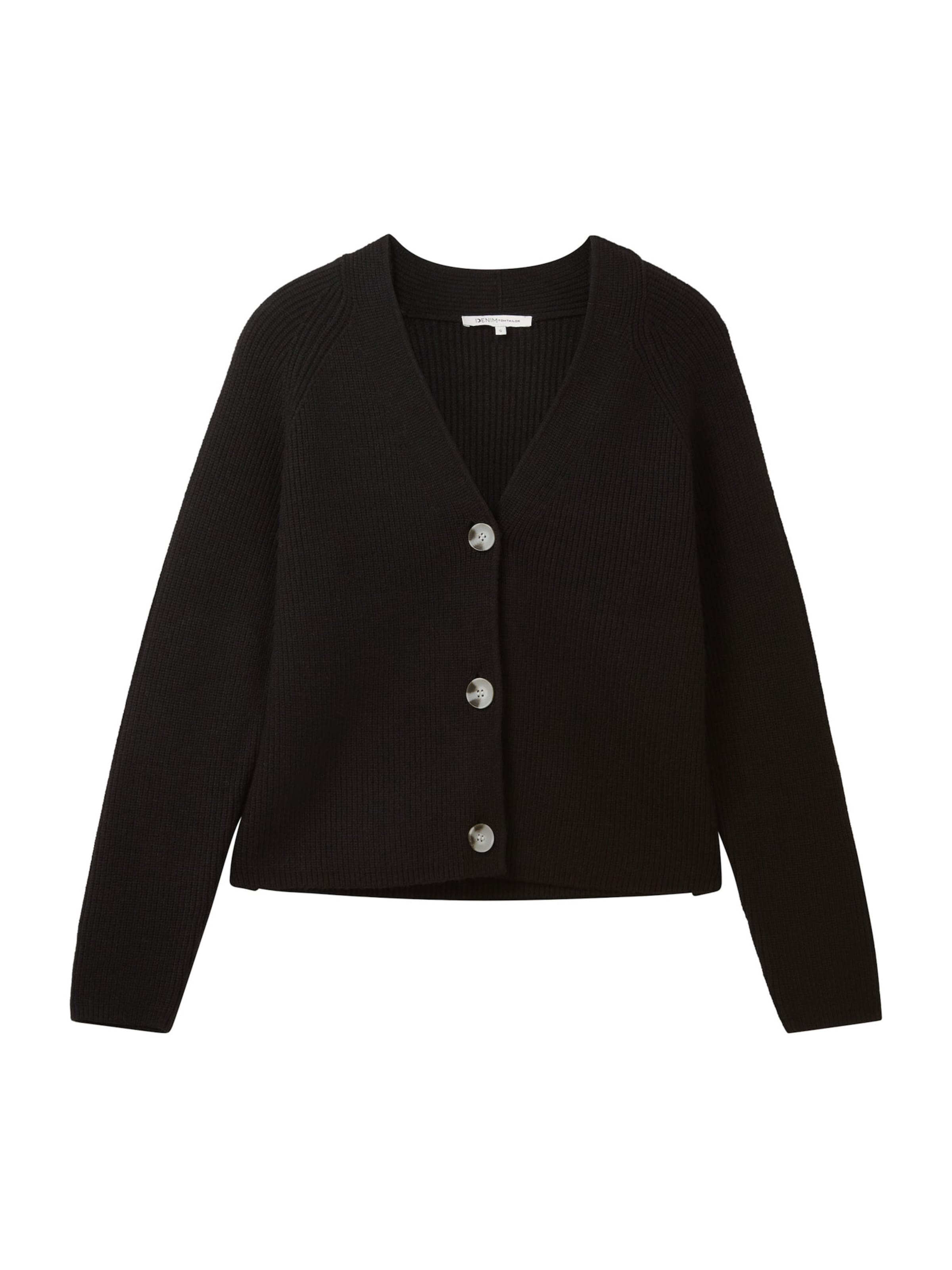 TOM TAILOR DENIM Knit cardigan in Black: front