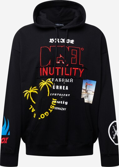 DIESEL Sweatshirt 'UMMER' in blau / gelb / rot / schwarz / weiß, Produktansicht