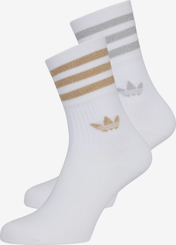 ADIDAS ORIGINALS - Meias 'Glitter Crew ' em branco: frente