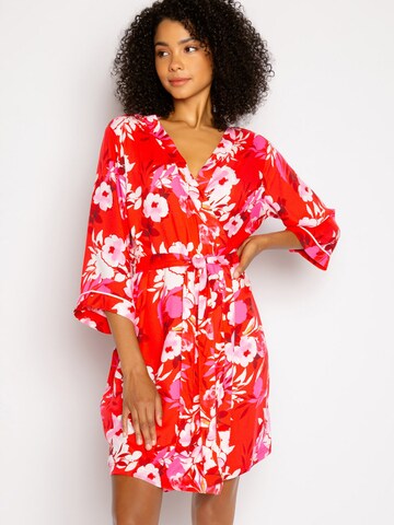 PJ Salvage Morgenmantel ' robe - Watercolor Bloom ' in Rot: Vorderseite