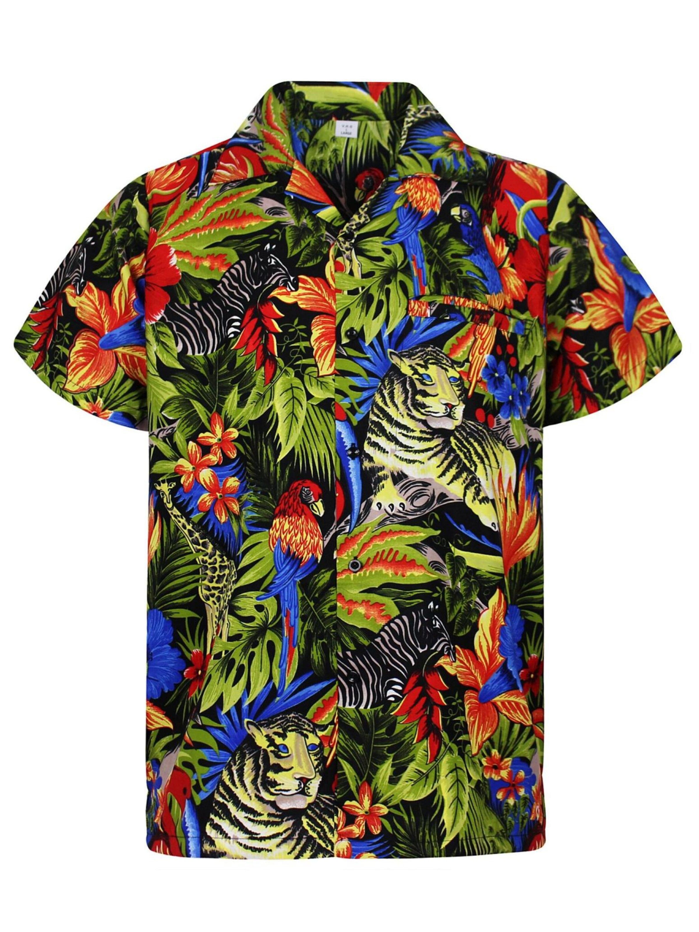 King Kameha Shirt 'Jungle' in Black: front