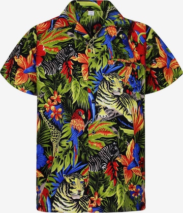 King Kameha Shirt 'Jungle' in Black: front