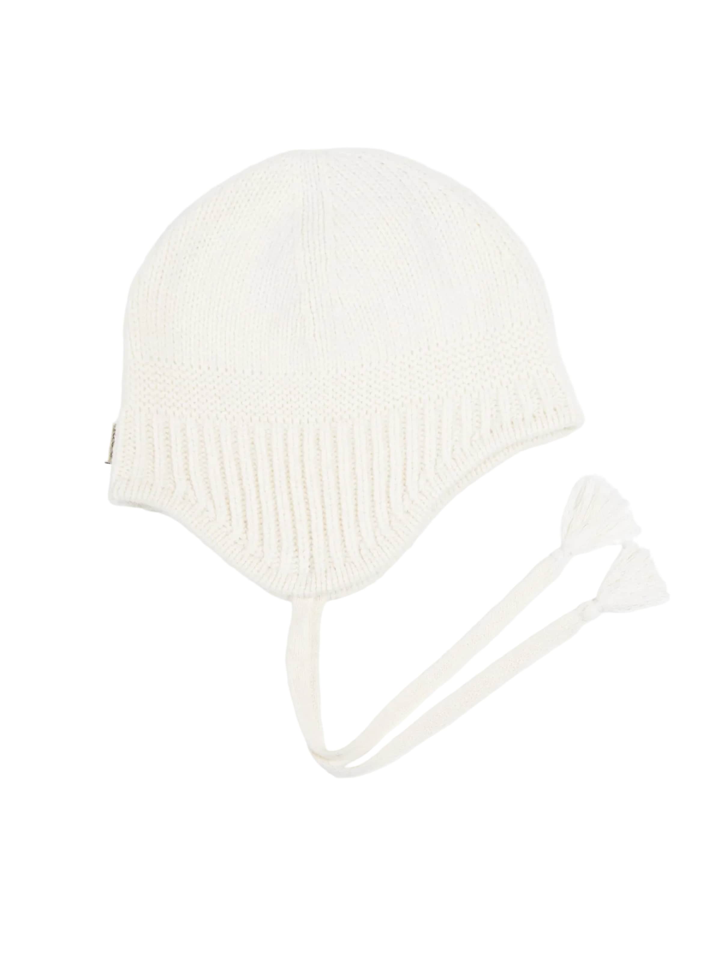 GOBI Cashmere Hat 'Ultimate Warmth Knit Tie Hat' in White: front