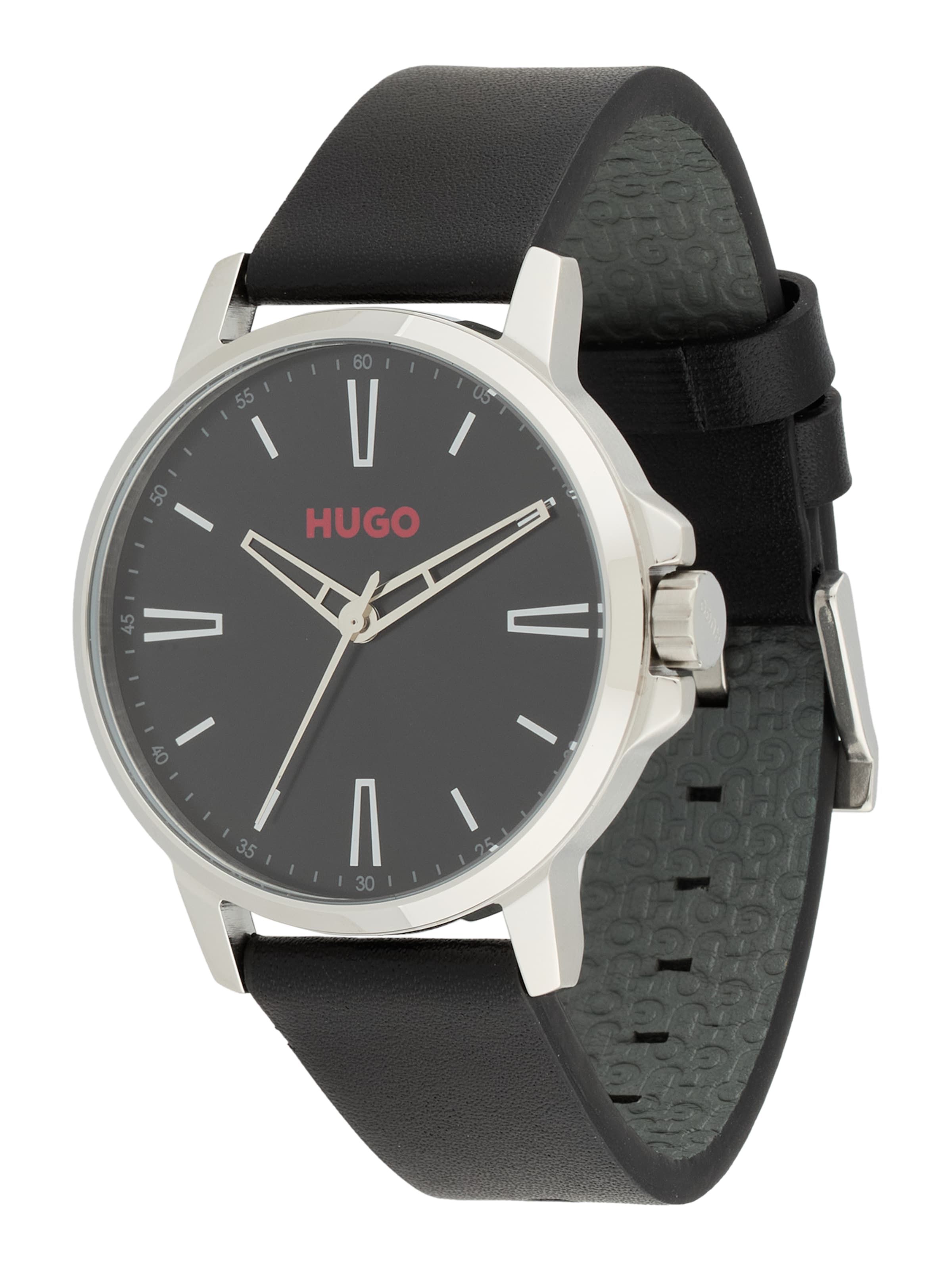 HUGO Analogové hodinky 'Smooth' – černá: přední strana